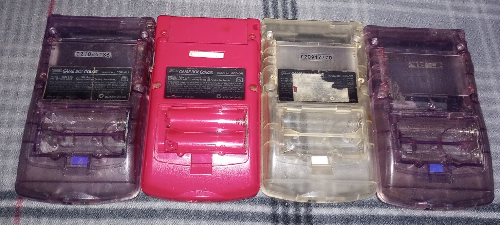 Nintendo Game Boy Color Shells Only Purple Clear Red Lot Of 4. GBC Parts.