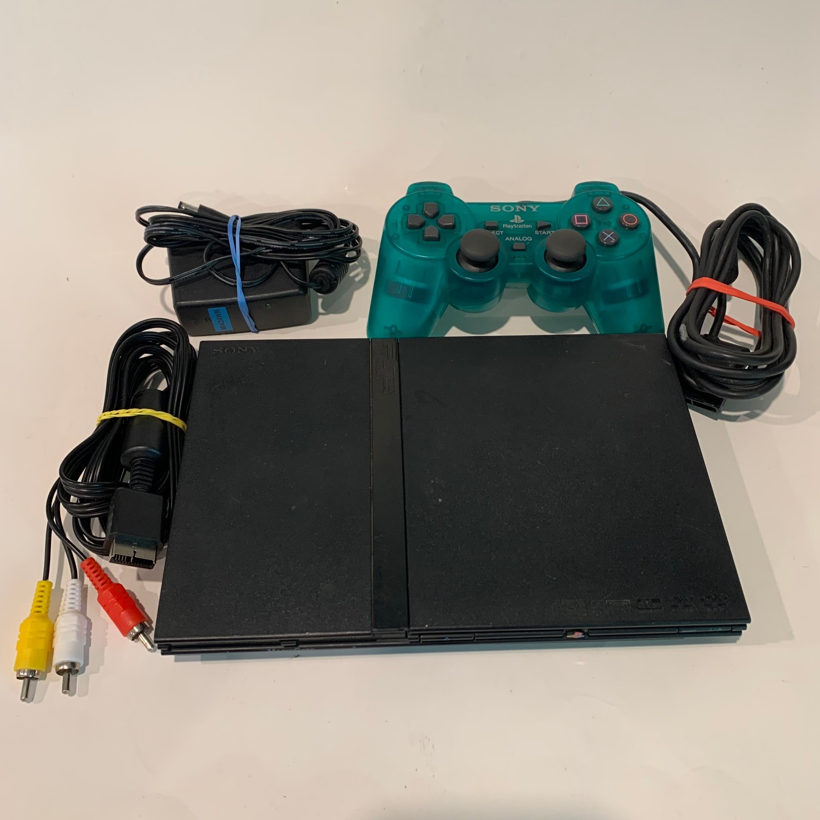Sony PlayStation 2 PS2 Slim Black Console Bundle W/ Cords + Controller Tested