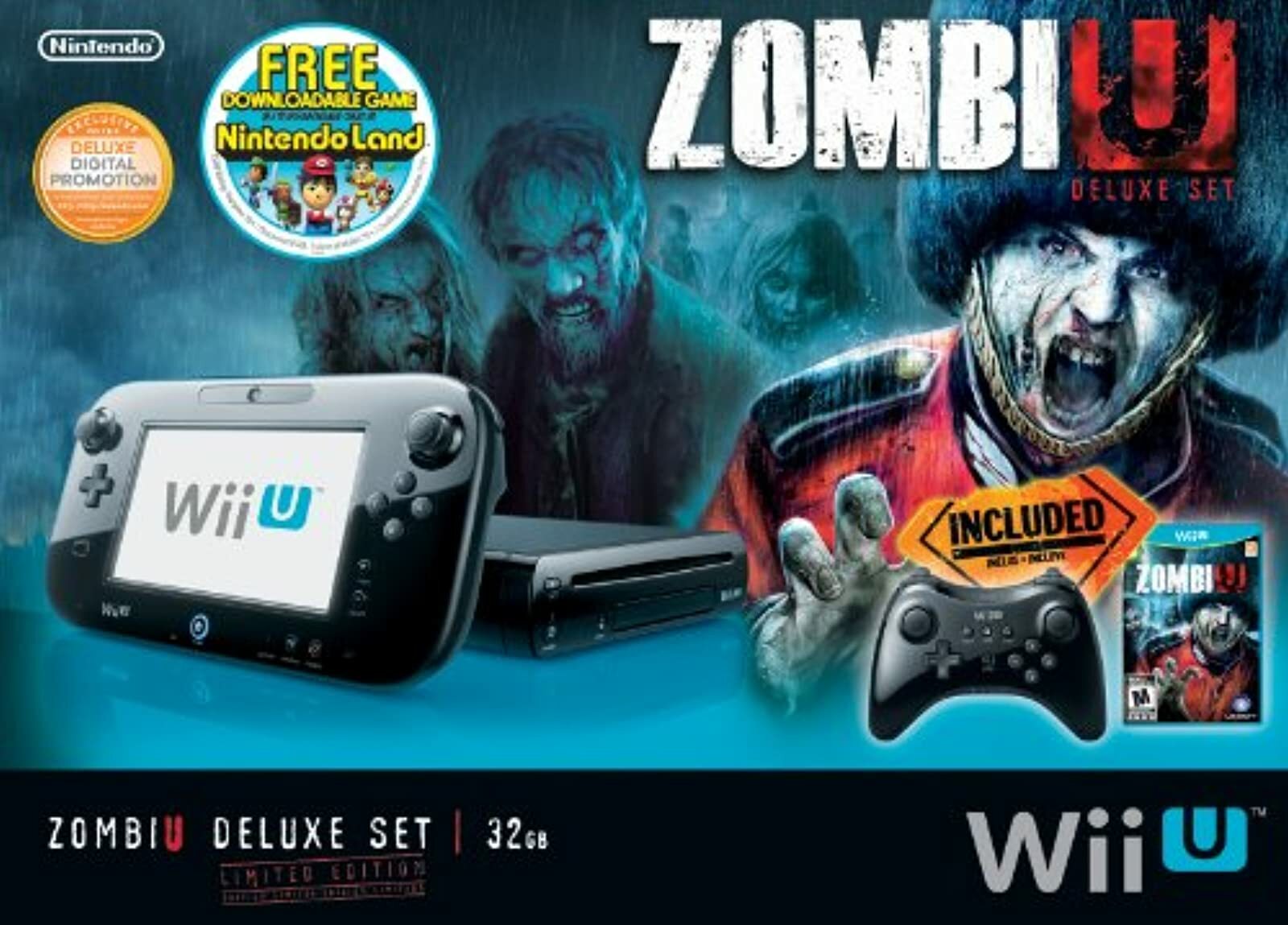 Zombi U Deluxe Set Wii U Console 32GB Very Good 5Z