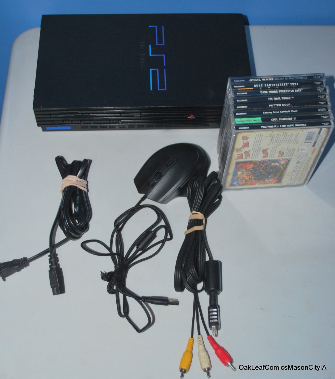 Sony Playstation 2 Console WORKS SCPH-30001 Console Bundle with 8 Games