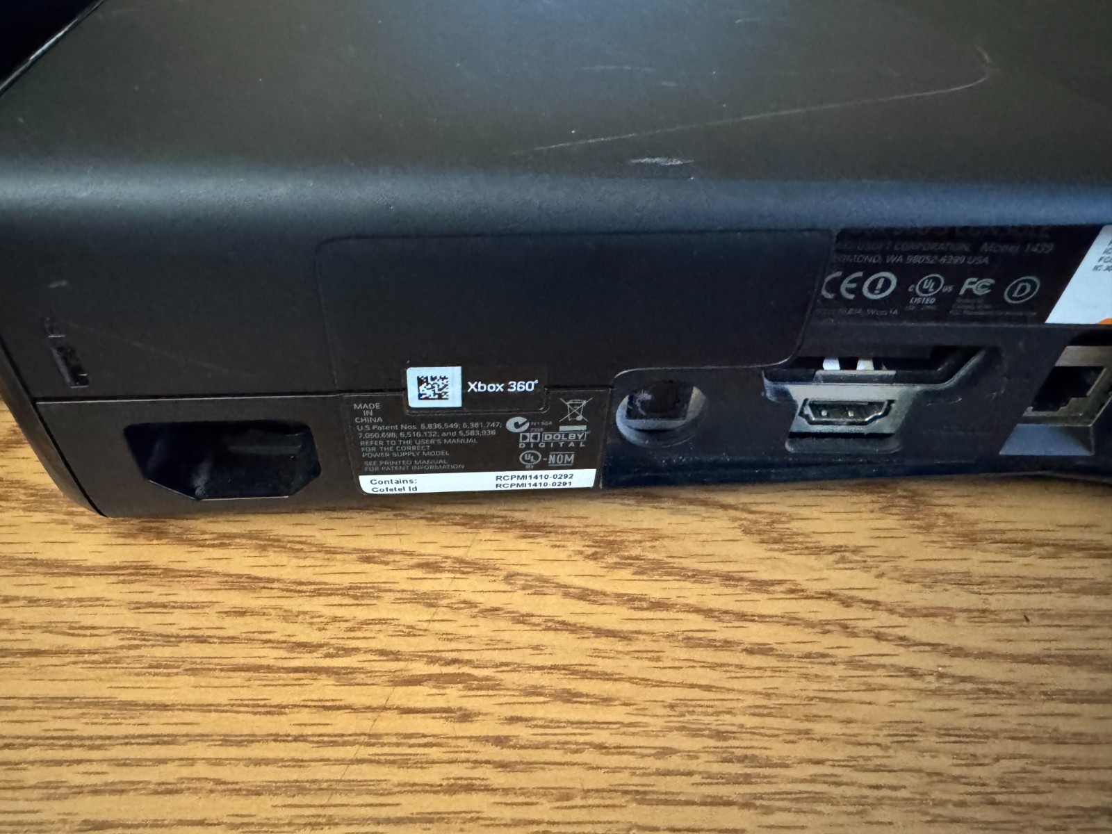Microsoft Xbox 360 1539 System Black Gaming Console And Adapter.
