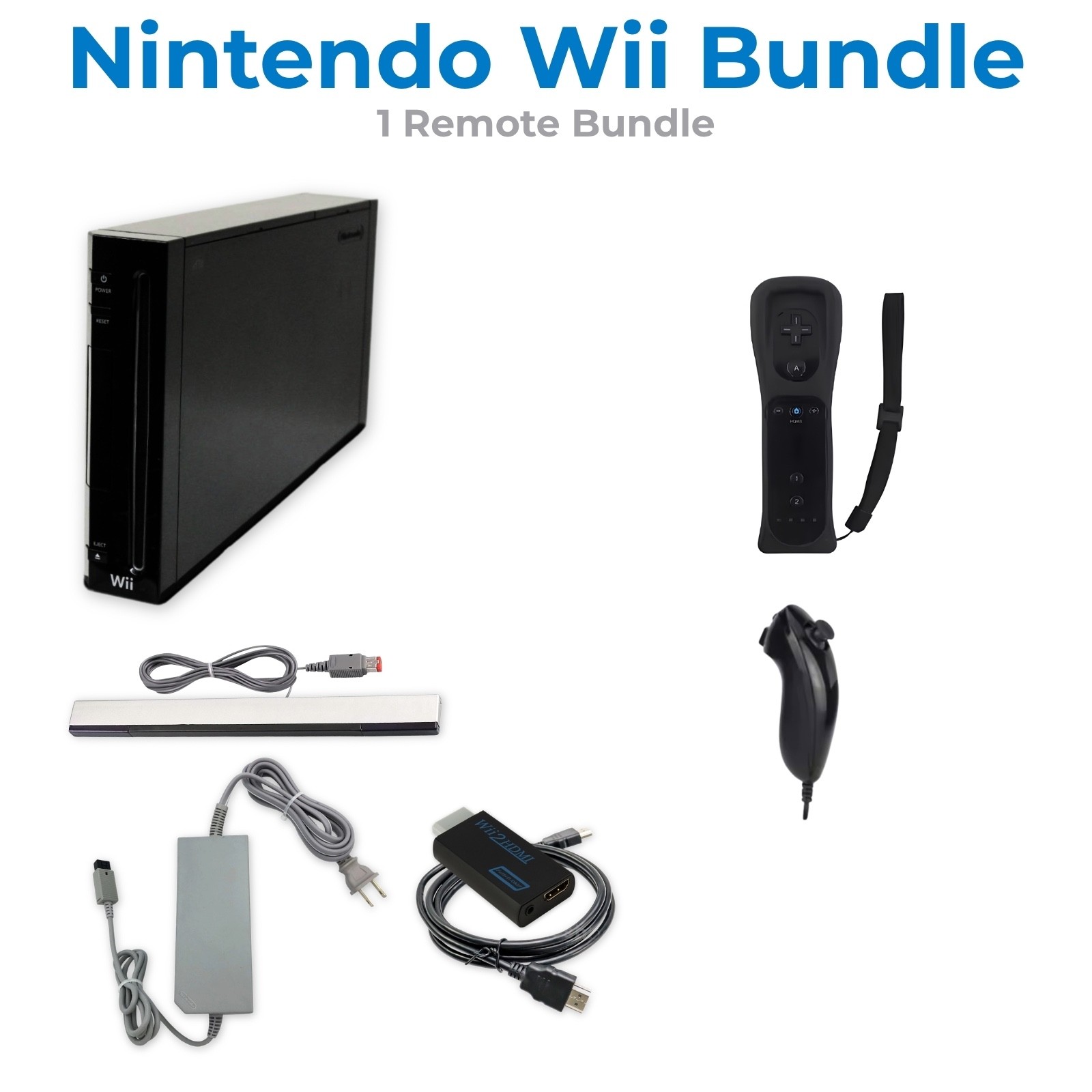 Nintendo Wii Console Black HDMI | 1-4 Controllers Wii Sports Smash Bros Tested