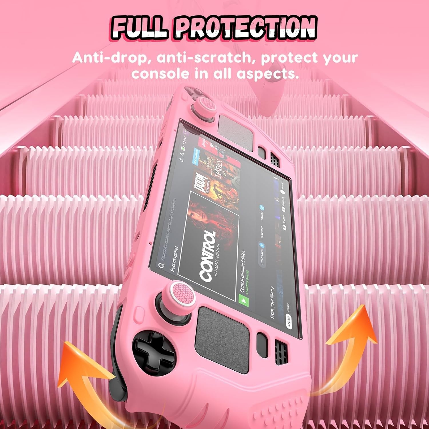 Ultimate Pink 9-in-1 Protective Case for Steam Deck OLED – Easy Clean & Install