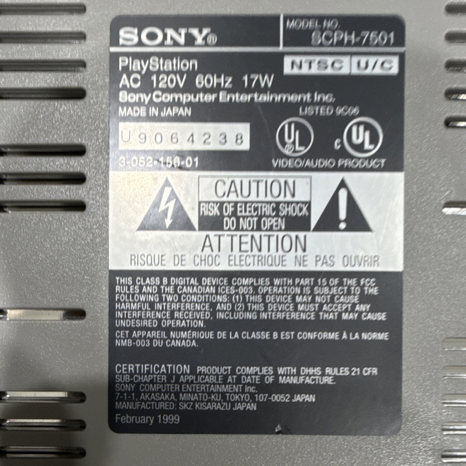 Sony PlayStation SCPH-7501 Gray Console Controller Madden NFL 99 NTSC-U/C 1999