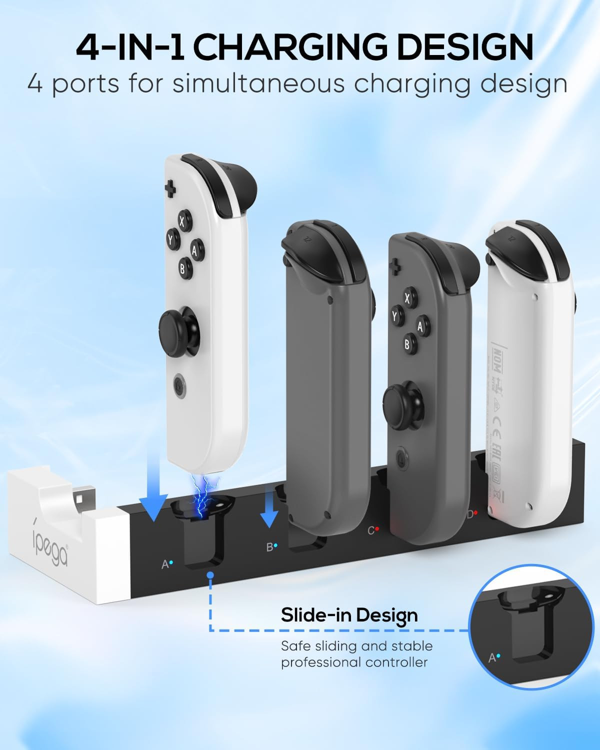 Switch 1 &OLED Controller Charger Dock, Charging Dock for Switch OLED, 4 in 1 P