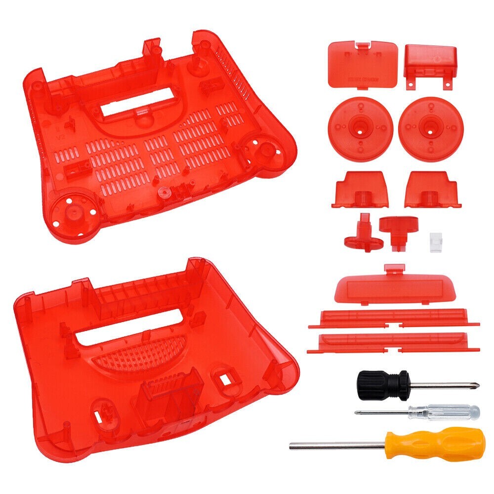 Full Housing Case Shell Cover Replacement Nintendo 64 N64 Console – RED CLEAR