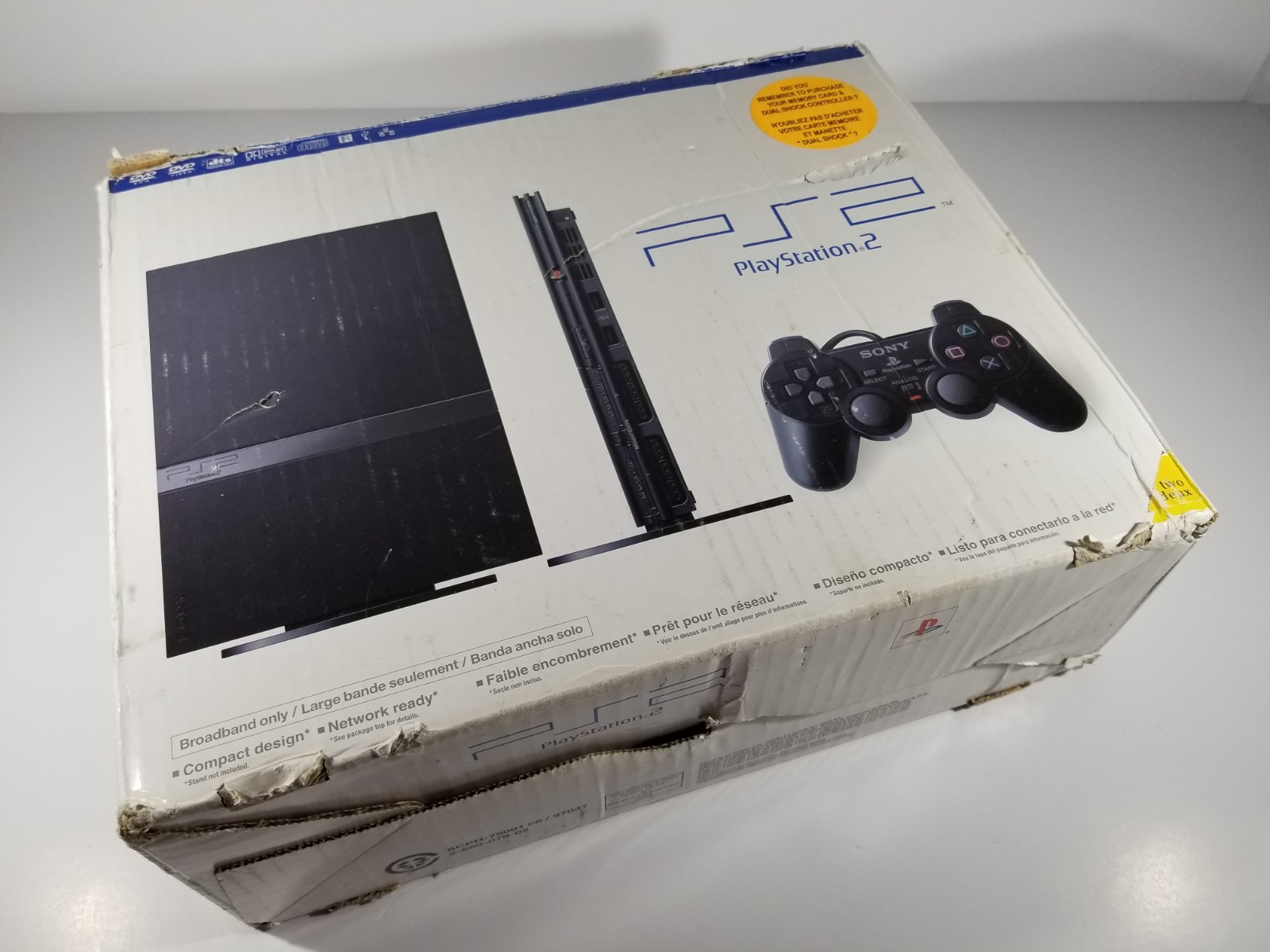 ¤ Sony PlayStation 2 Slim Black SCPH-75001 Console ¤ PS2 In OEM Box All Wires