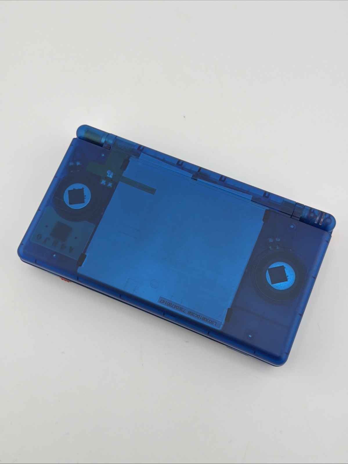 Nintendo DS Lite Transparent Clear Deep Ocean Blue Handheld with Charger & Case