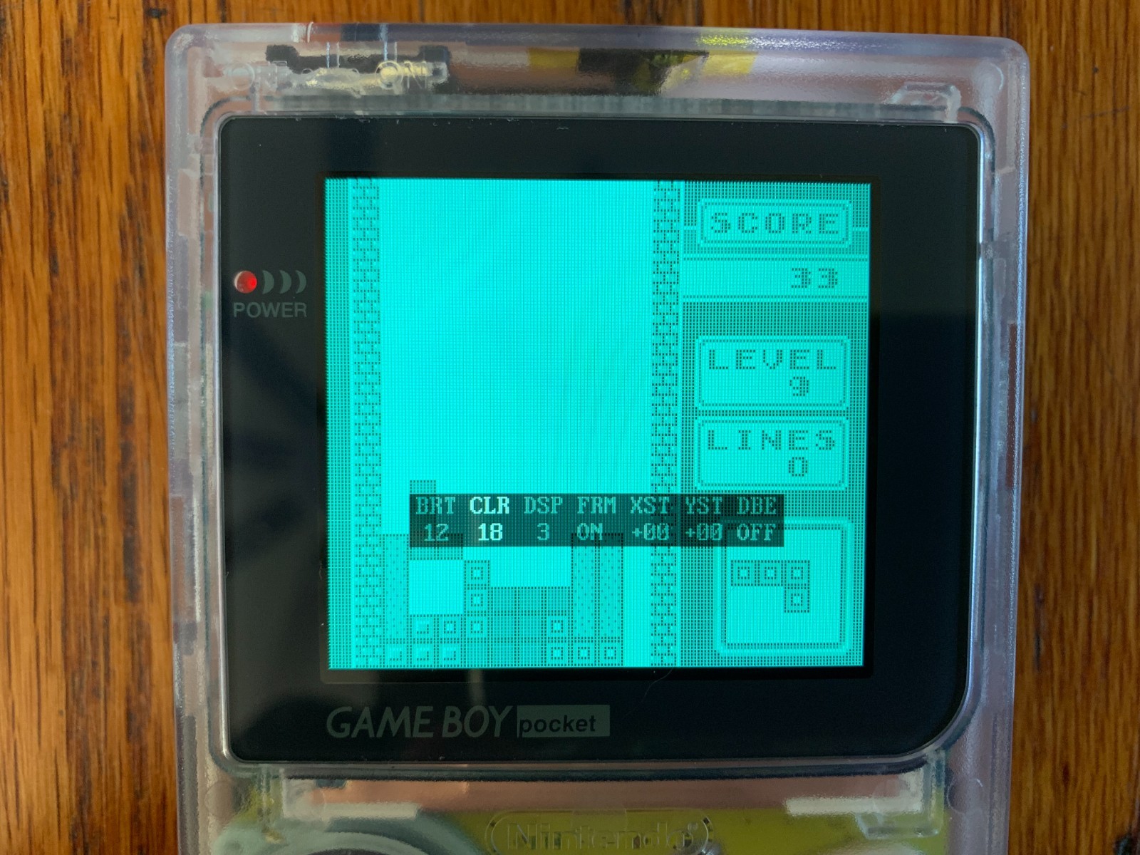 Nintendo Game Boy Pocket clear console system OSD IPS backlit screen yellow pcb