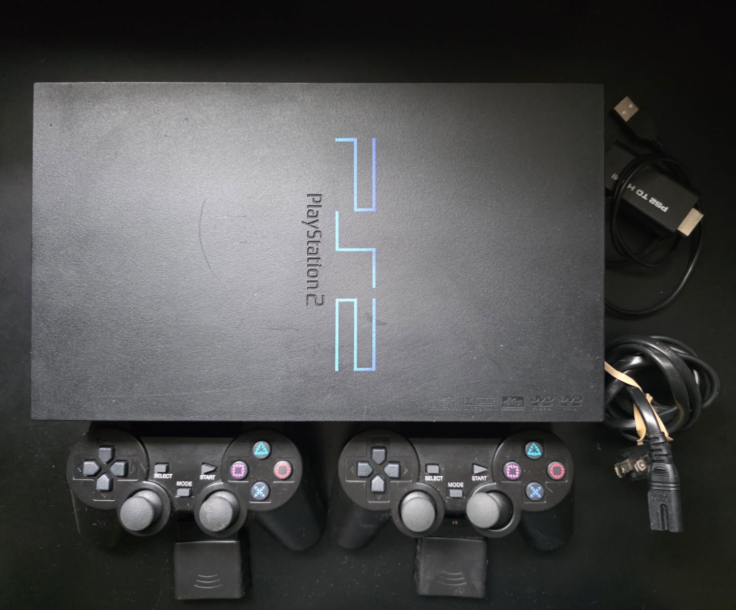 Sony PlayStation 2 PS2 Console w/ Wireless OEM Controller + Cords *Please Read