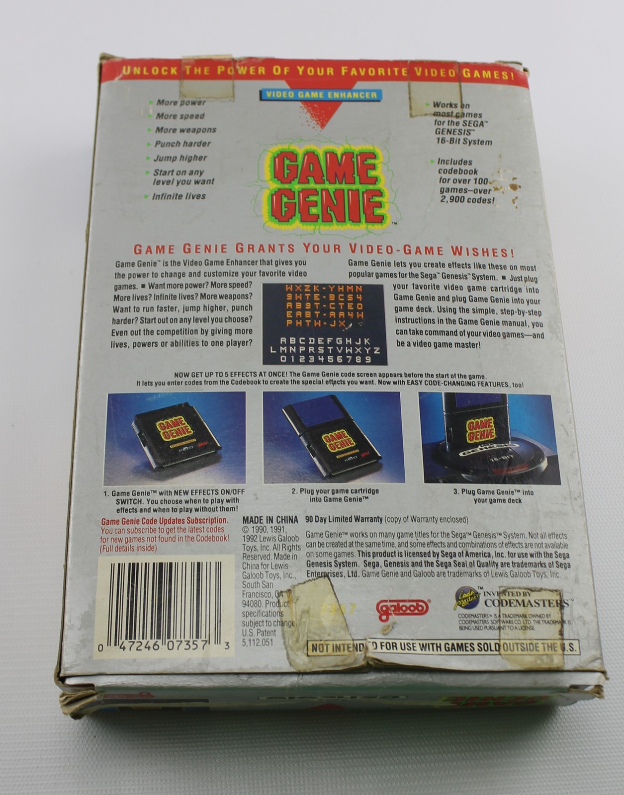 Vintage Sega Genesis Game Geni Code Book and Cartridge