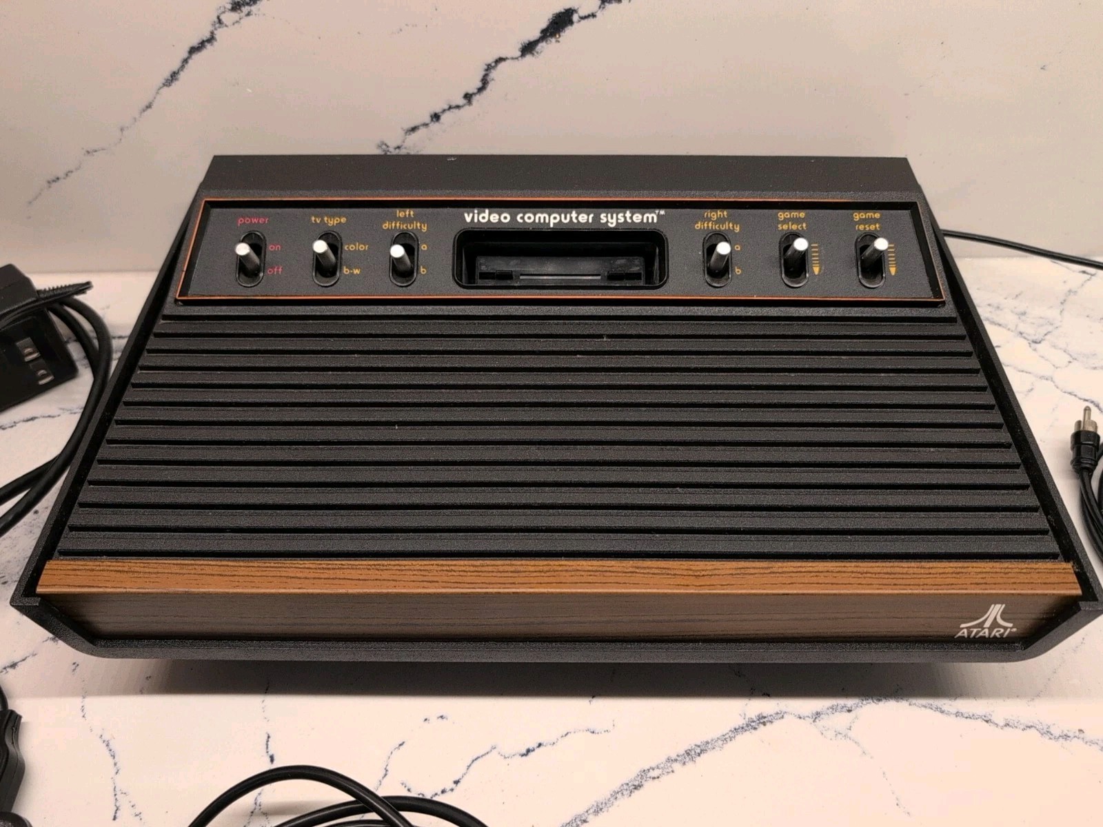 Atari 2600 Console W/ Adapter, 2 Joystick, 2 Set Paddles Connect To TV Untested