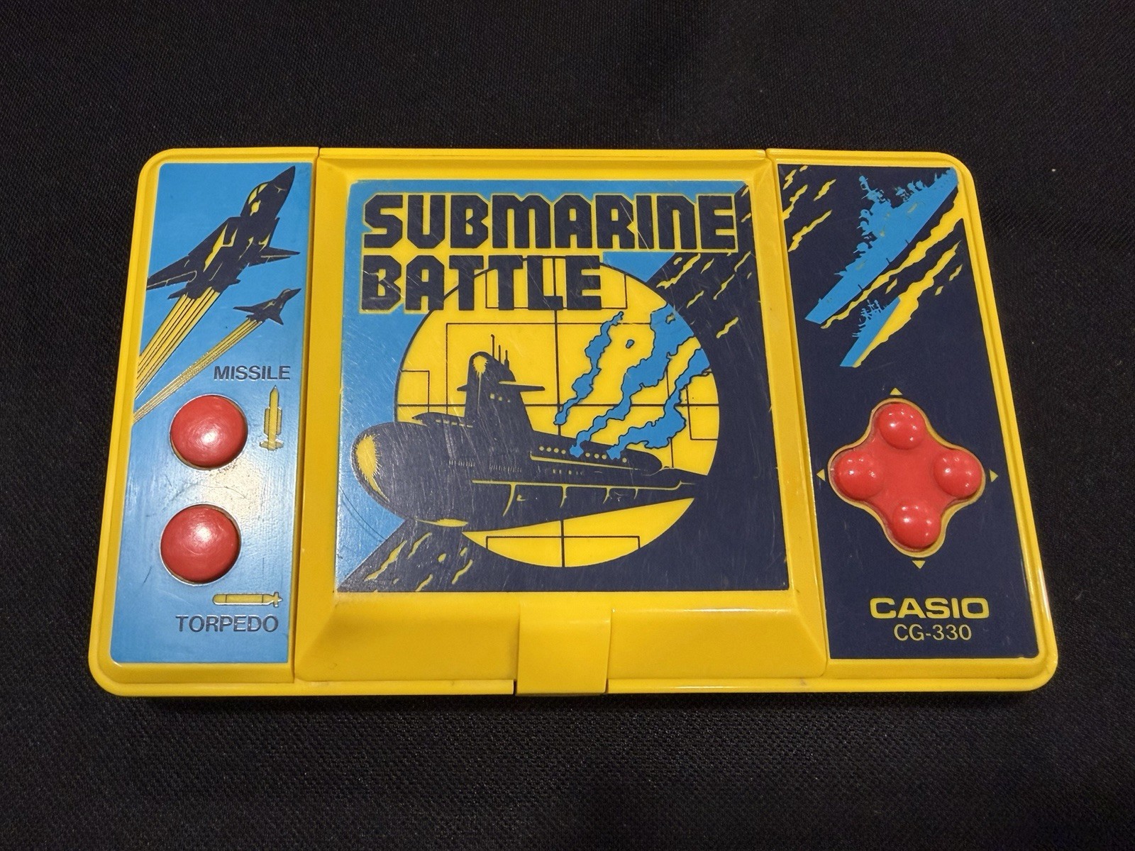 Casio CG-330 Submarine Battle Handheld LCD Game Console Tested Working Vintage