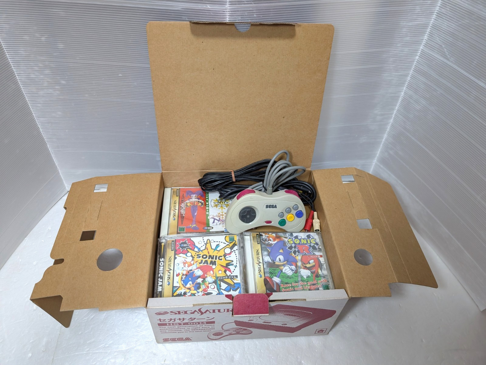 Sega Saturn White Console Sonic Jam Sonic R Japan Box