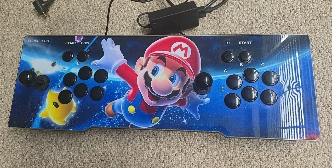Retro arcade console Pandora Box” style fight stick. Joy Stick Rabbit Maze.