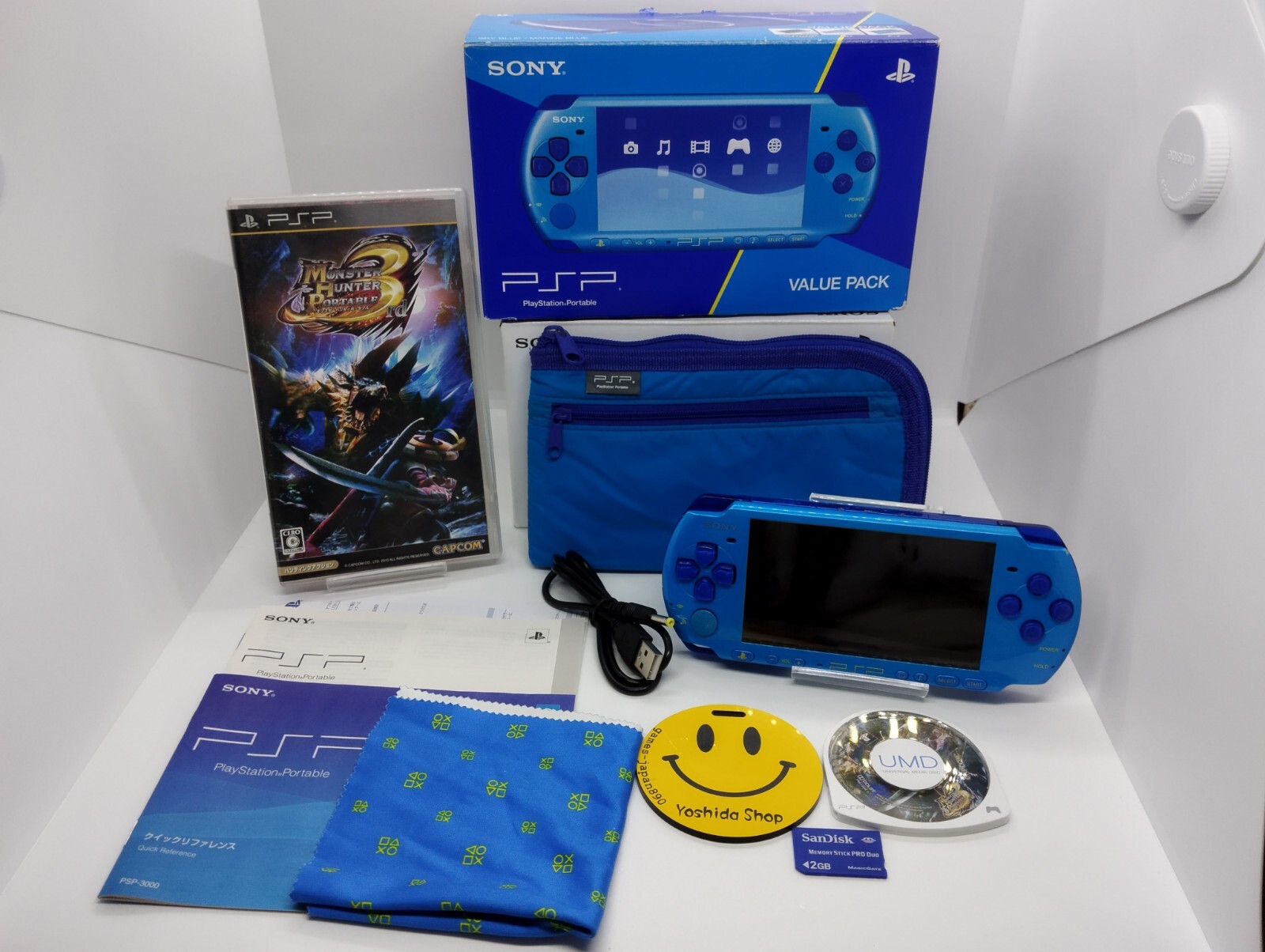 PSP-3000 SONY PSP Playstation Portable Console Marine Blue RARE COLOR W/Charger