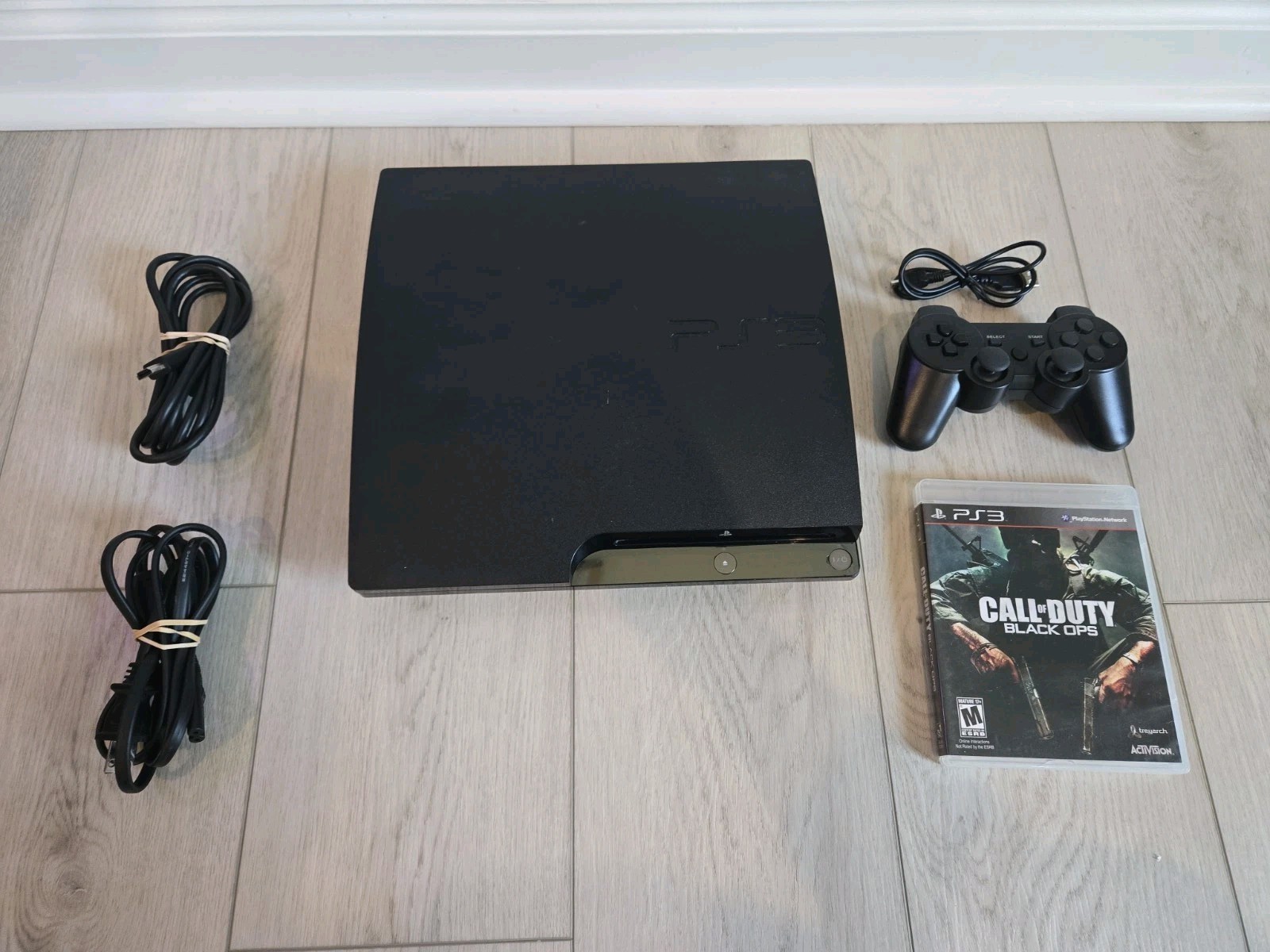 Sony PlayStation 3 PS3 Slim Console 250GB 2001B Controller & Cables Working!