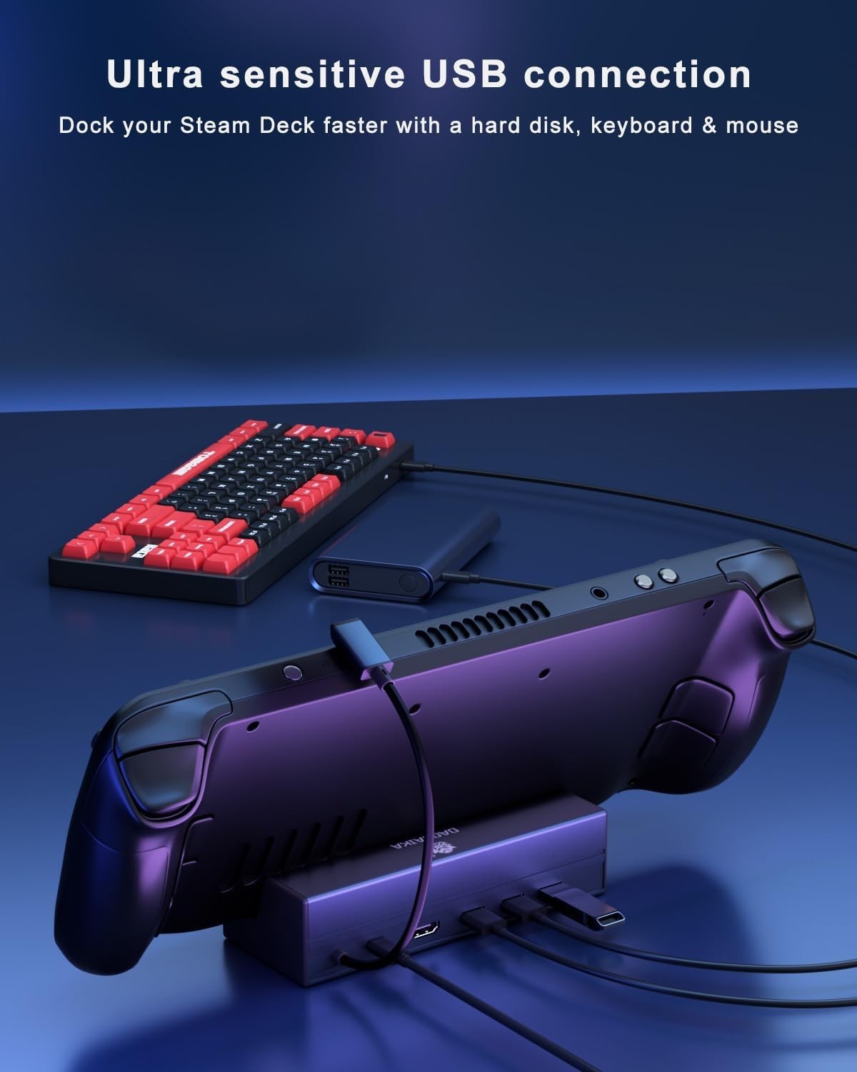 Compact Steam Deck Dock: 6 Ports with 4K HDMI, Ethernet, and Lifetime