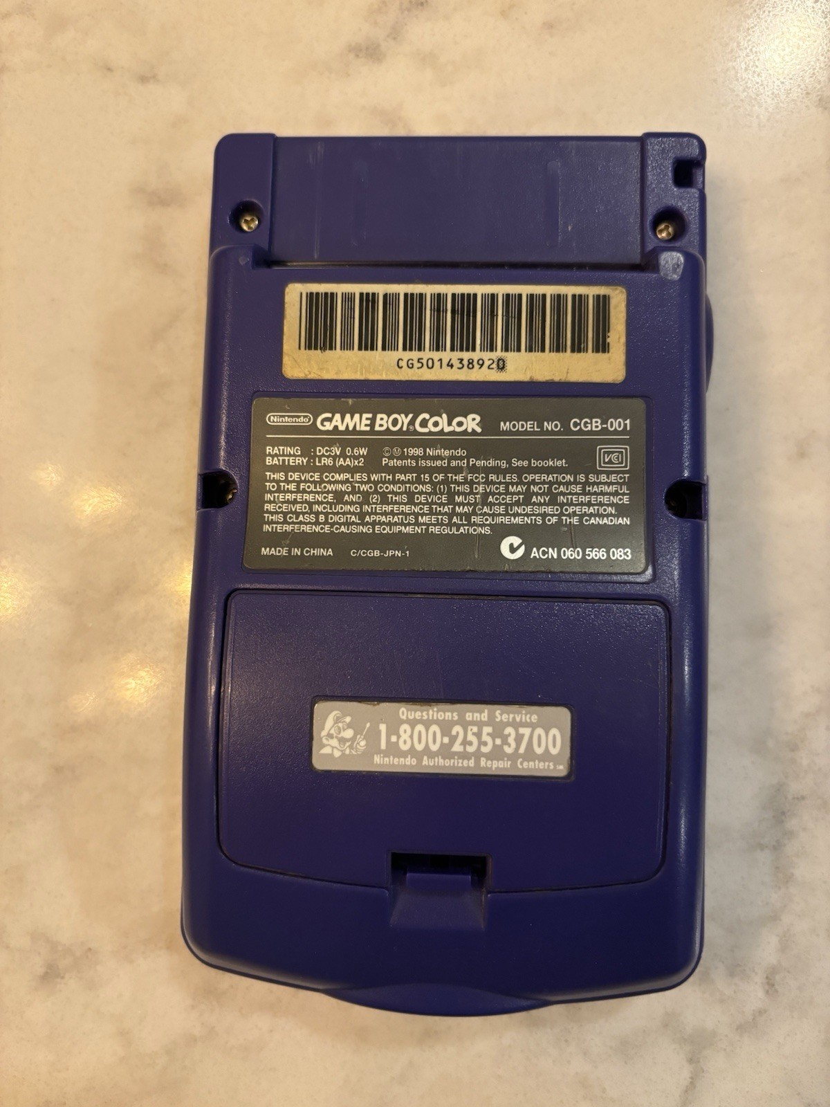 Nintendo Gameboy Color Console – Grape With Box And Manuals