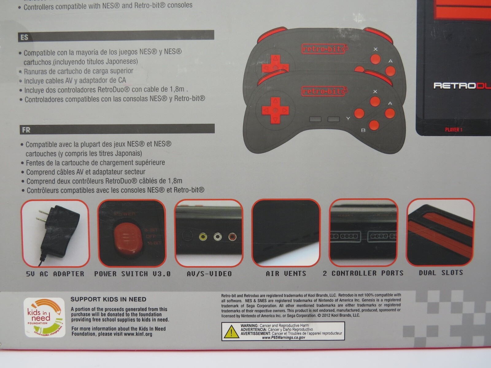 Retro-Bit RetroDuo Video Game Console 2 in 1 NES & SNES 8 Bit & 16 Bit Black Red