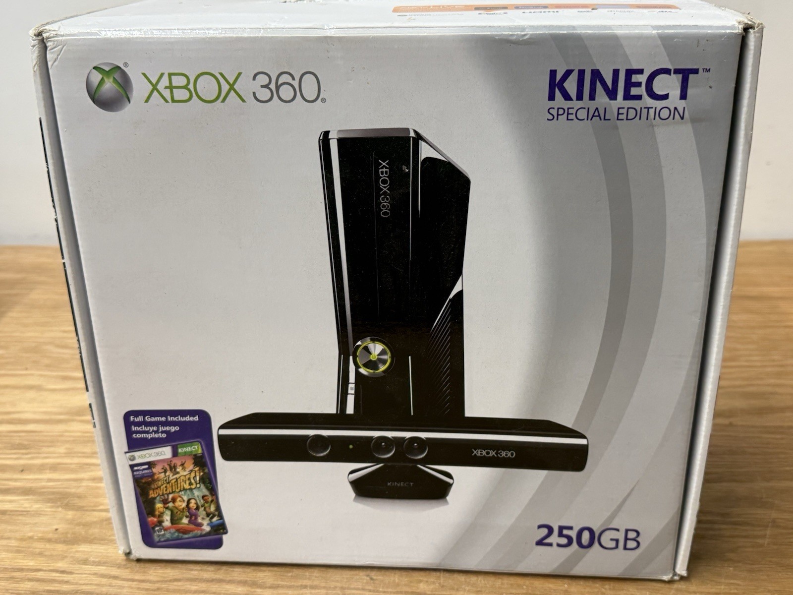 Microsoft Xbox 360 S 250GB Black Console Bundle w/ Controller, Box