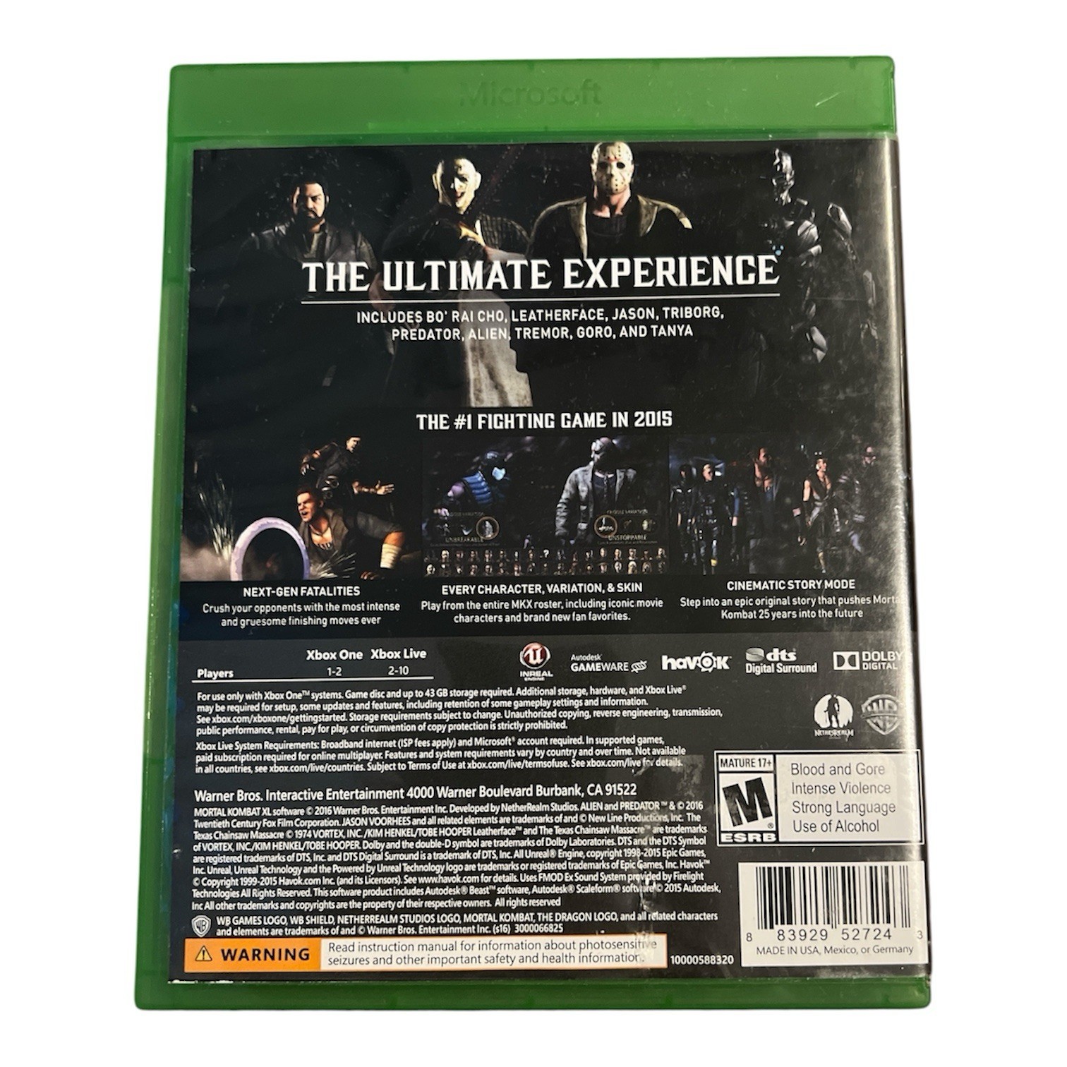 Microsoft Xbox One 500GB Console Gaming System Black 1540 & Mortal Kombat XL