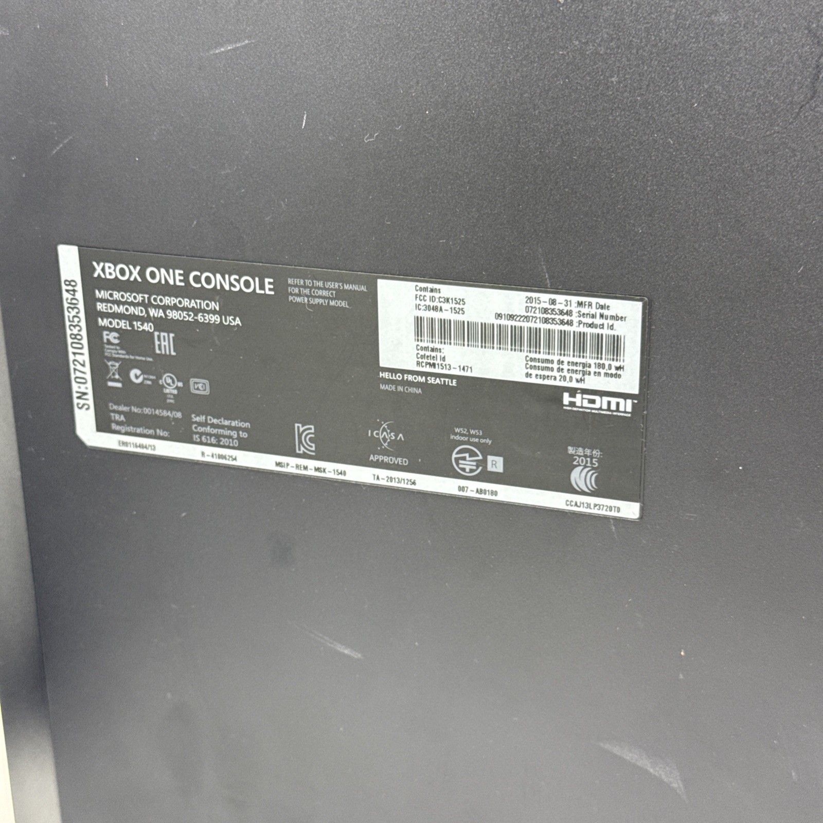 Tested Working Microsoft Xbox One 1TB Console Power Supply HDMI Black 1540