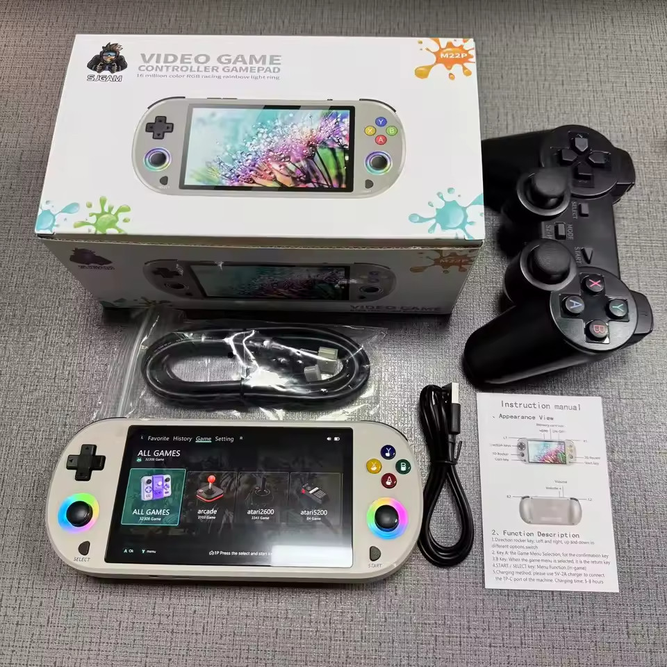 🔥USA🔥 M22pro Retro Handheld 20000 Game Console, 64GB Mini Video Game 5″ Screen