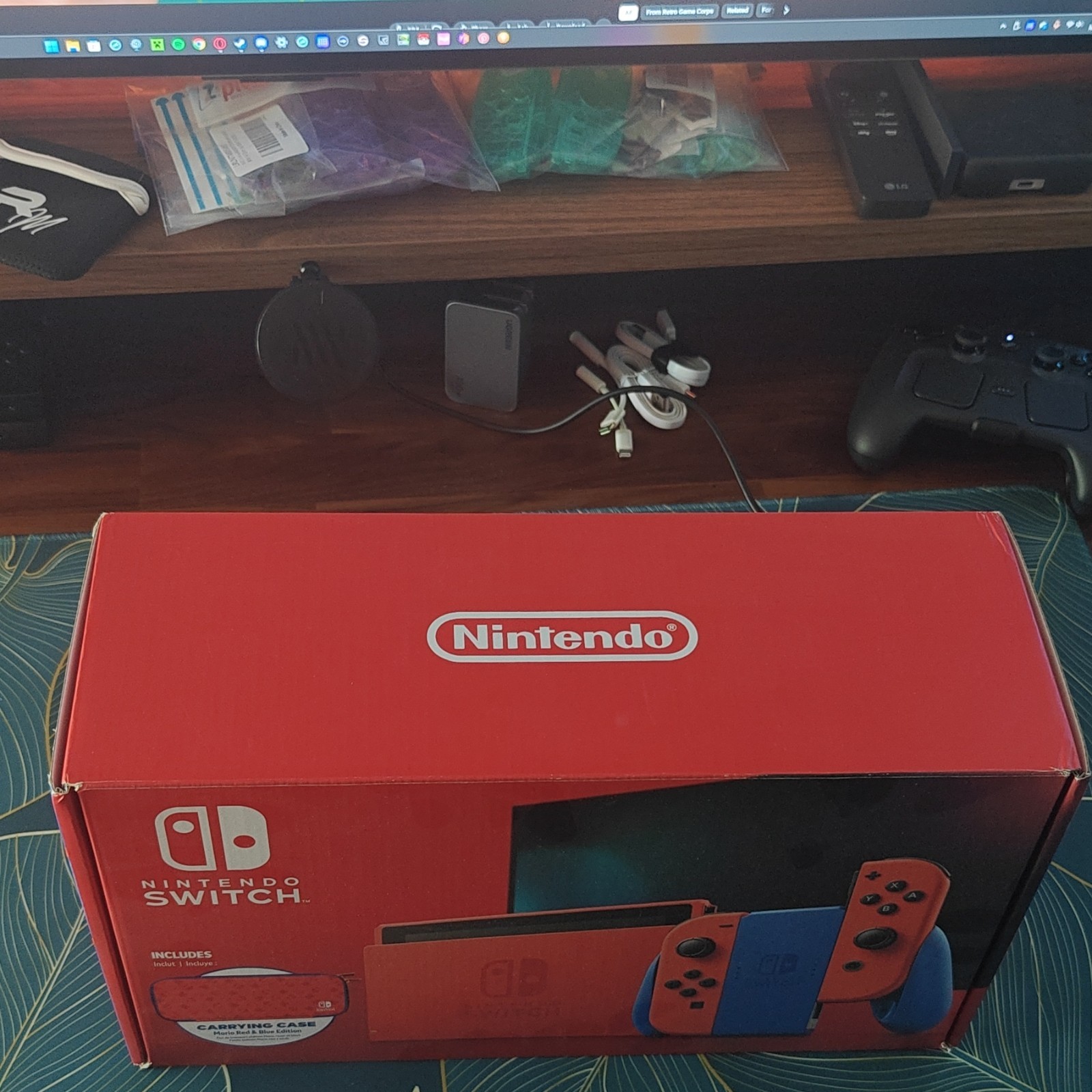 CIB Nintendo Switch Mario Special Edition + Glass Screen Protector