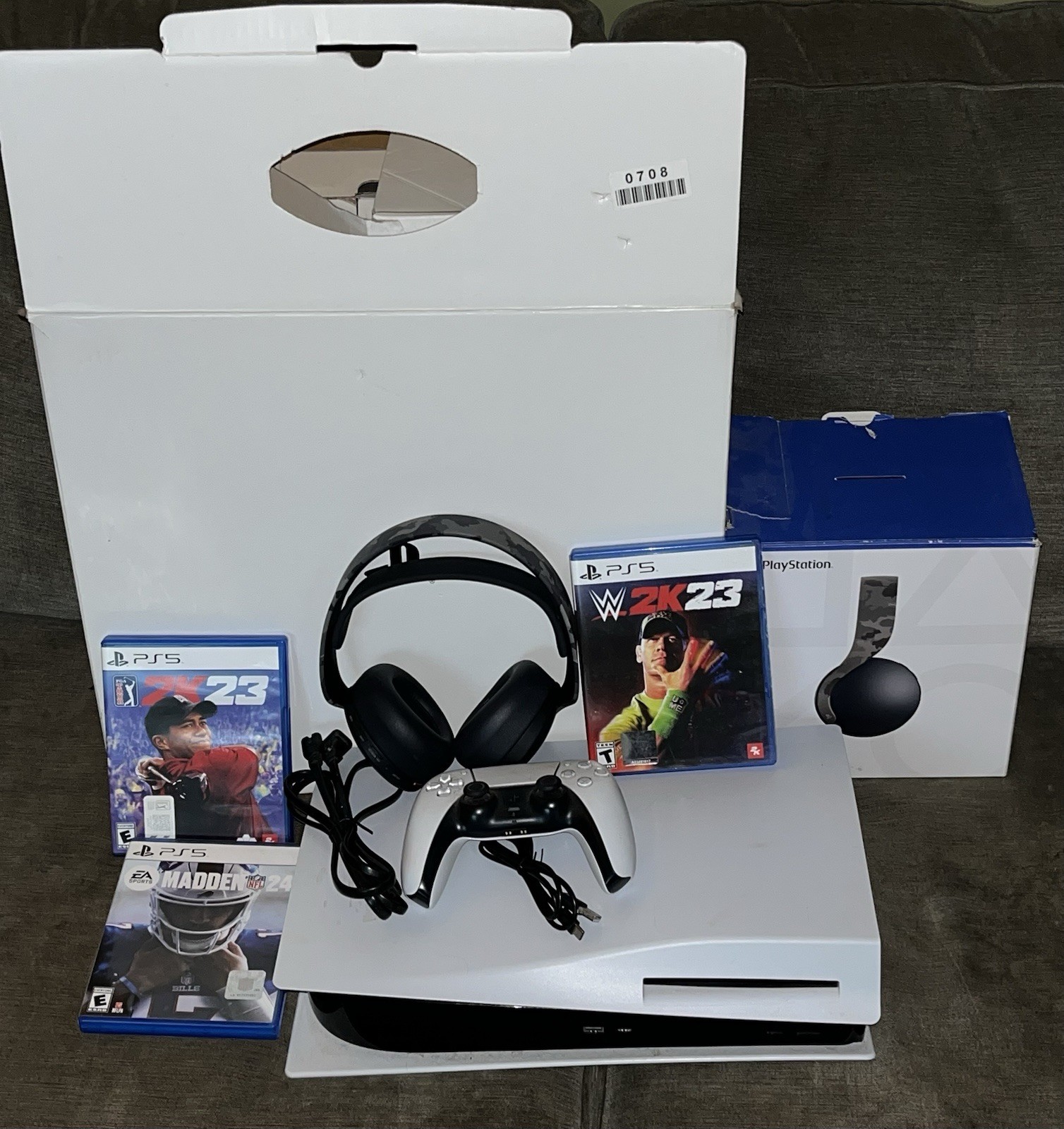 Sony PlayStation 5 Disc Edition 825GB – White With Wireless Headset & 3 Games