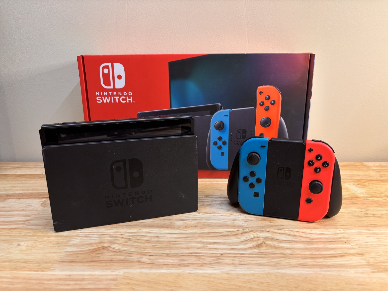 Nintendo Switch with Neon Blue and Neon Red Joy-Con (HAC-001-01) + GAMES!!!!