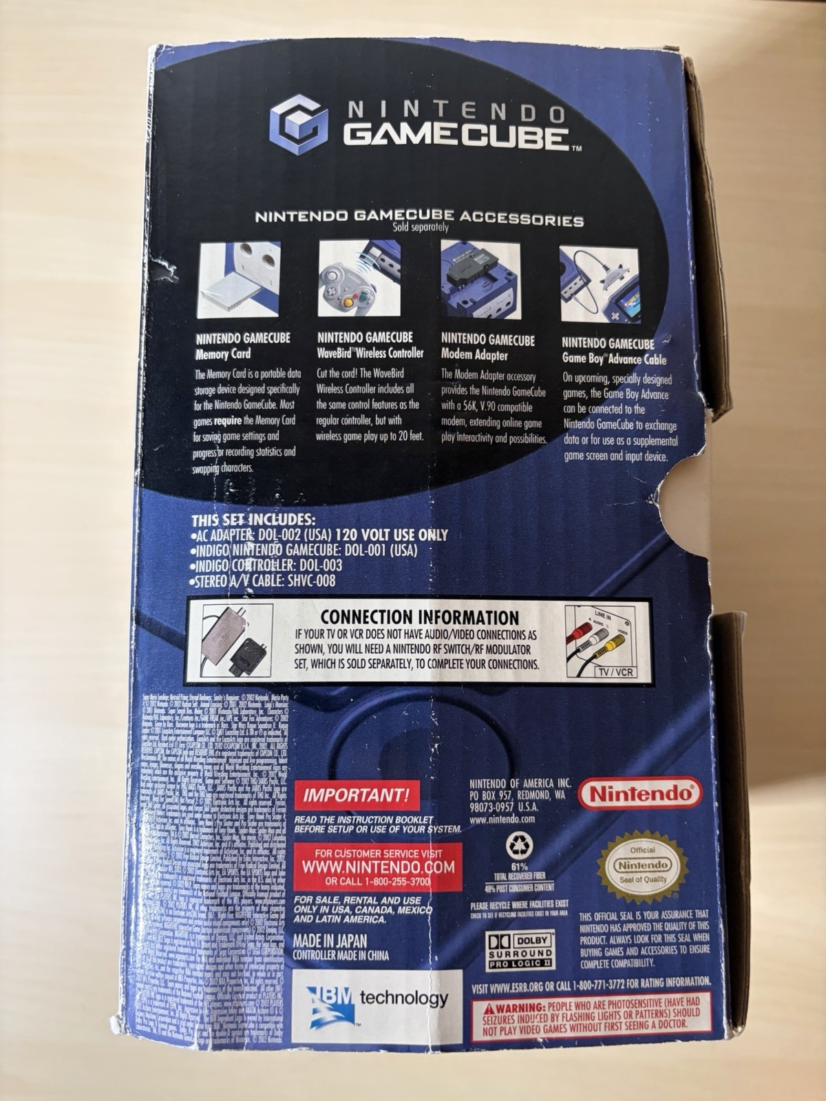 Nintendo GameCube Indigo Game Console DOL-001 NTSC Open Box