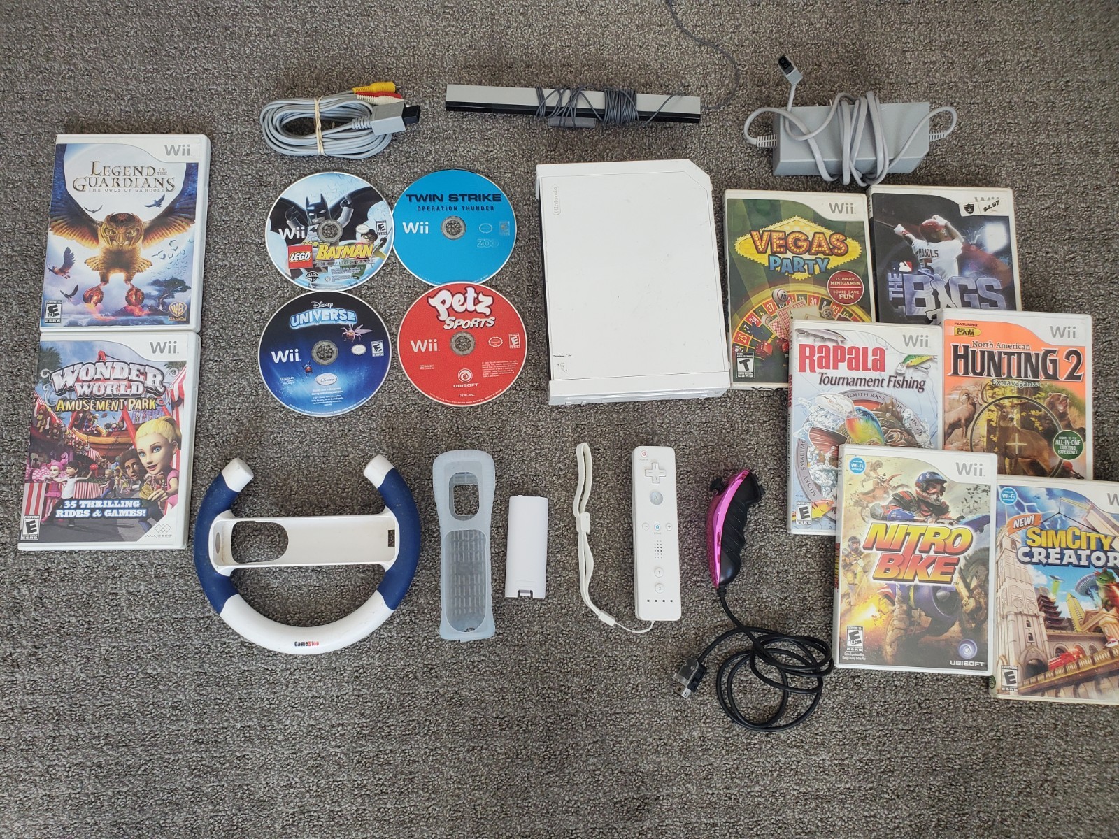 White Nintendo Wii Console System Bundle w/ 12 Games Controller TESETED – Vegas