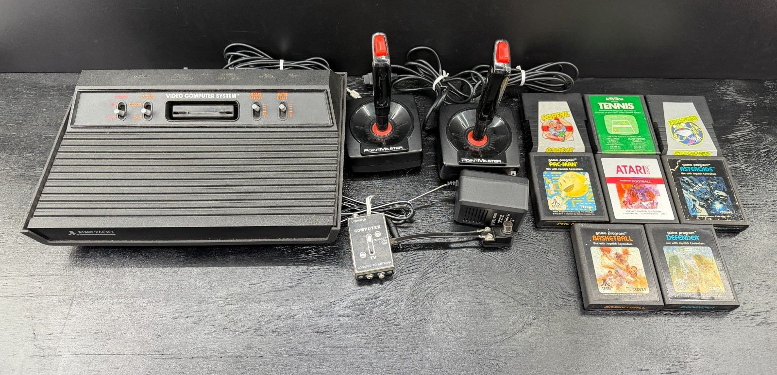 Atari 2600 Darth Vader CX-2600A Console Lot of 8 Games Pac-Man Asteroids Frogger