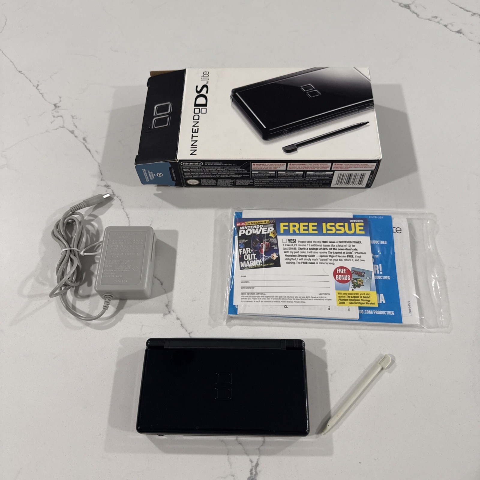 Nintendo DS Lite Handheld System in Box – Onyx – Charger & Manual *PLEASE READ*