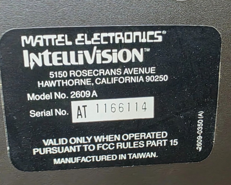 Mattel Electronics Intellivision Model 2609 Game Console