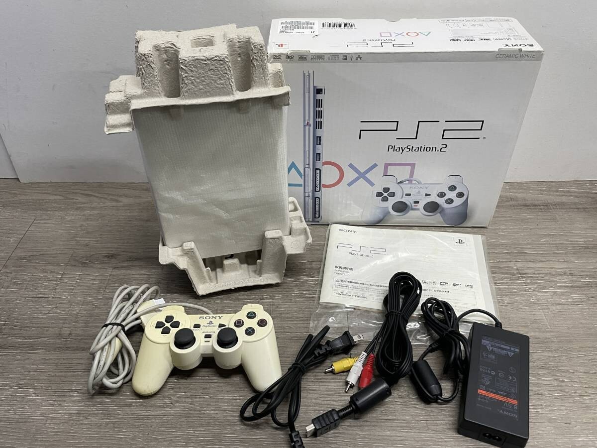 PS2 Slim Console System Ceramic White SCPH-75000 Playstation 2 SONY Set