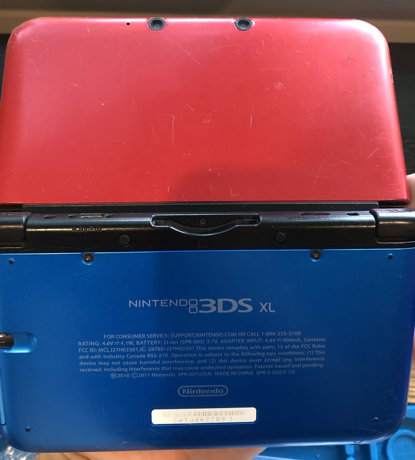 Nintendo 3DS XL Red + Blue SPR-001 Console – w/Charger/Stylus – Fully Tested