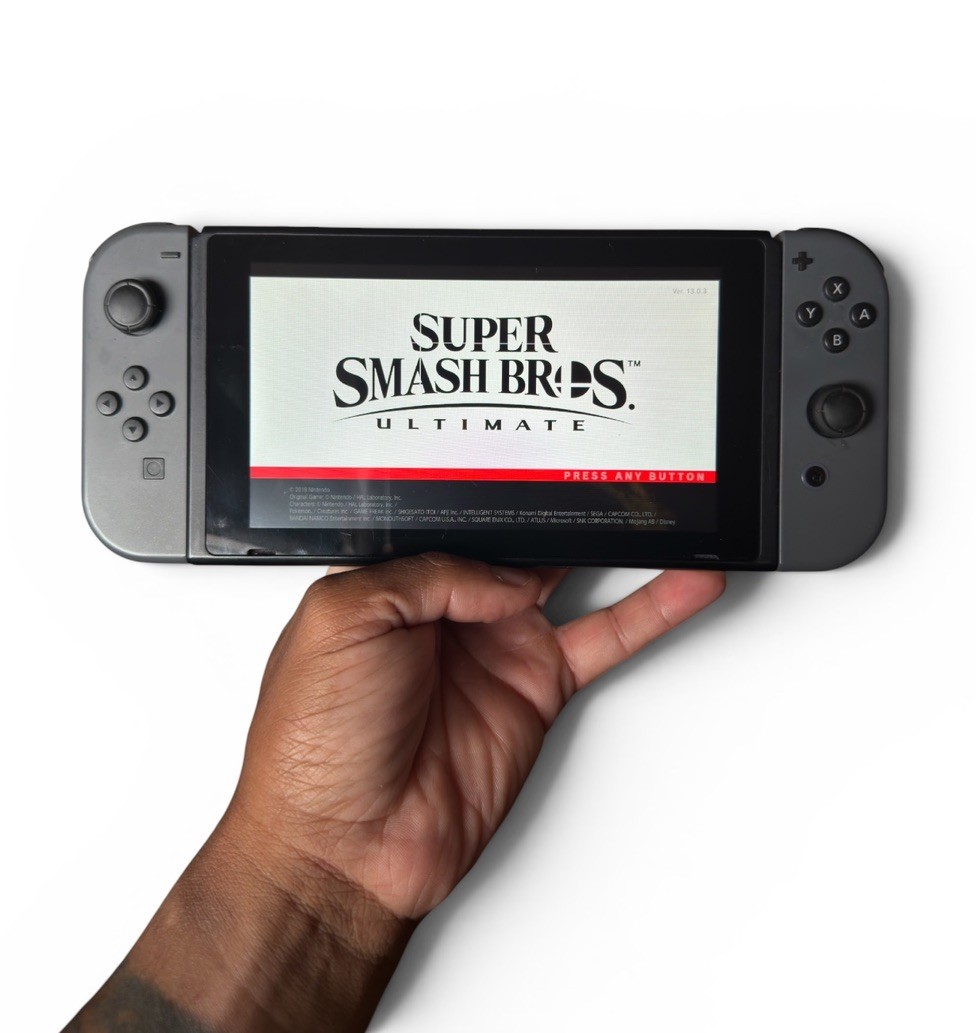 Nintendo Switch v1 Console Gaming System HAC-001 Black with Super Smash Bros