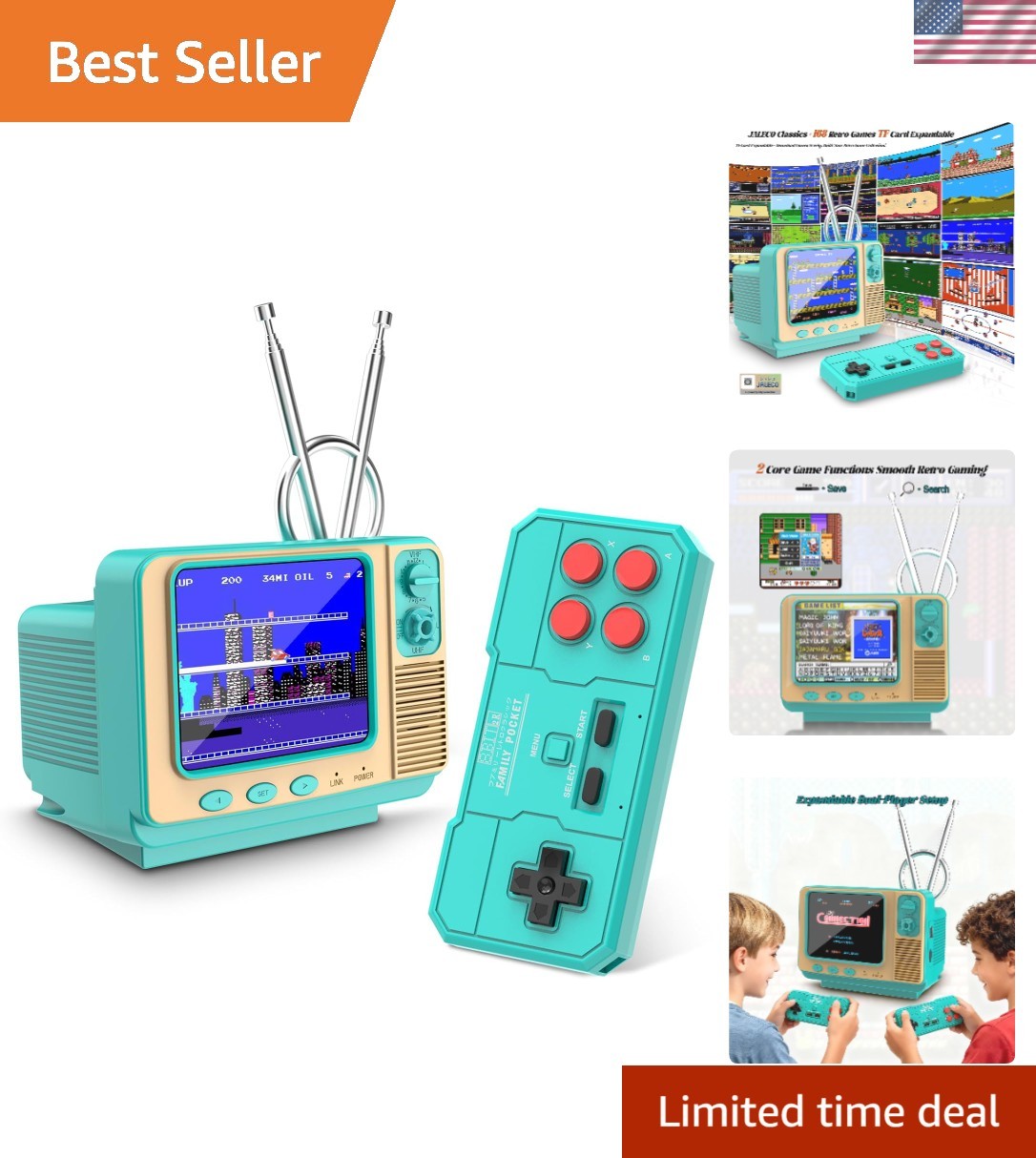 Classic TV Style Handheld Game Console – 3-inch Display & Type-C Charging