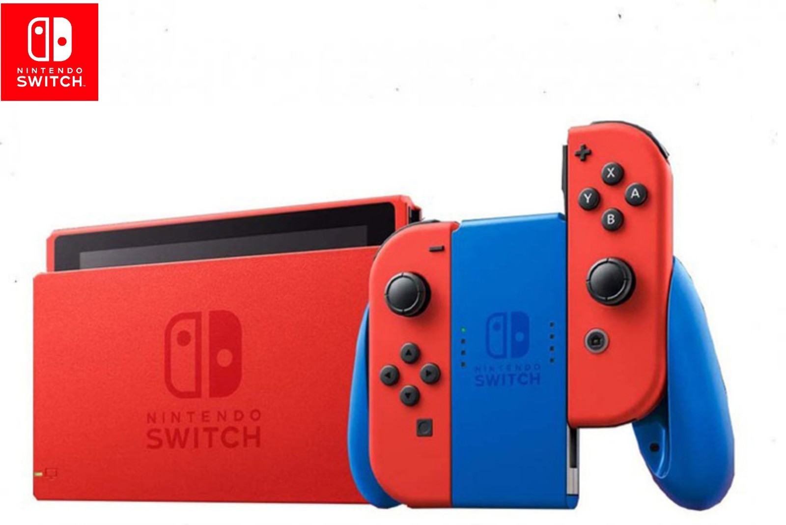 Nintendo Switch Mario Red & Blue Edition Console With Mario Case + Accessories