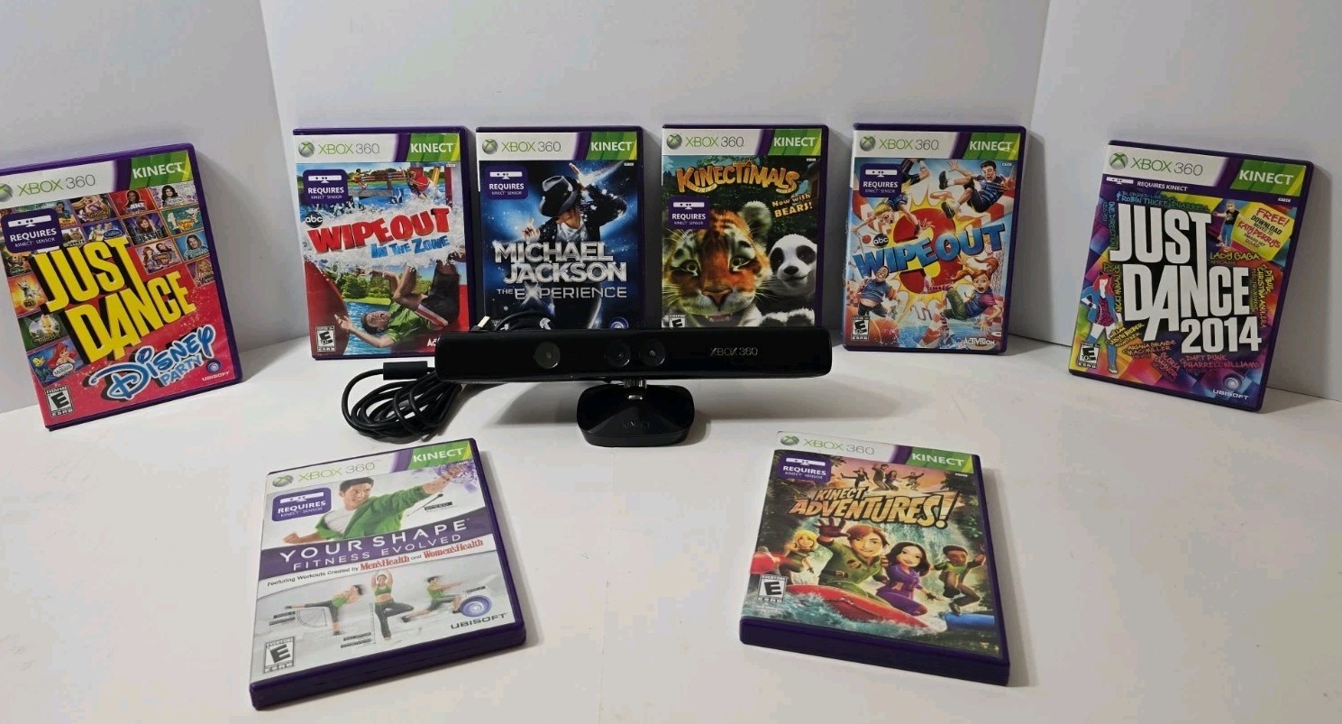 Xbox 360 Kinect Bundle With 8 Games! ALL GAMES TESTED! SHIPS FREE 🔥