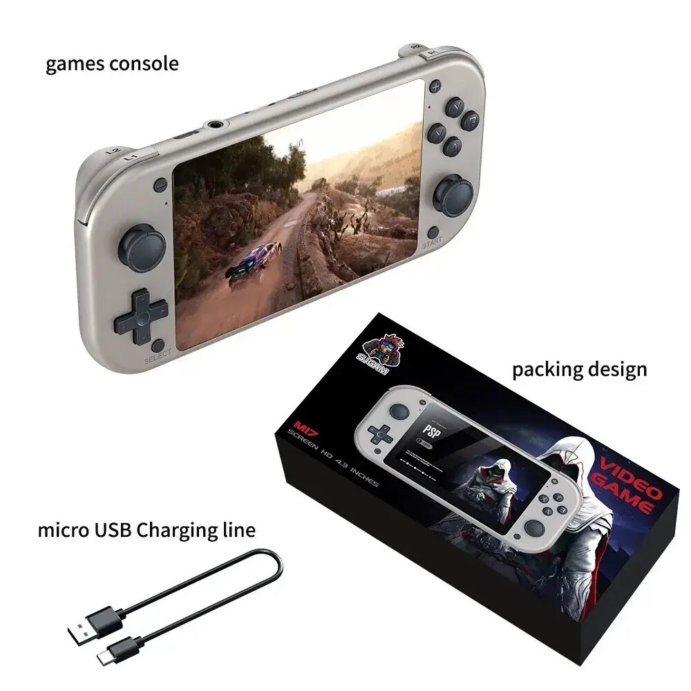 M17 Retro Handheld Game Console Open Source Linux System 4.3 Inch IPS PSP 128GB