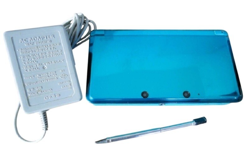 Nintendo 3DS Aqua Blue with AC adapter and Touch pen Handheld System NTSC-J