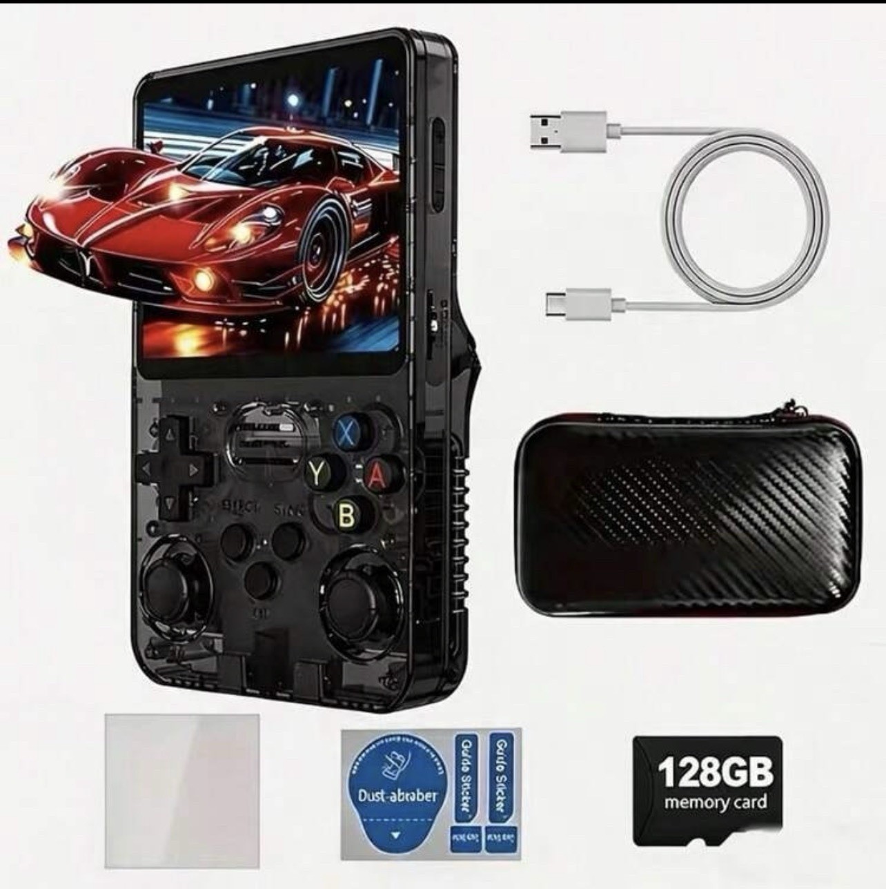 128GB R36 Portable Retro Hand Held Game Console HD Screen Black 3.5IPS Screen
