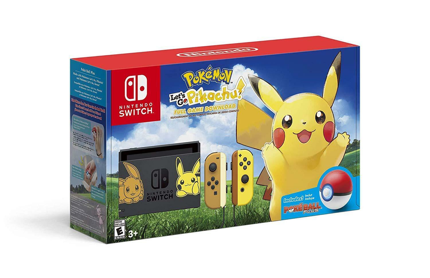 Nintendo Switch Pokemon Let’s Go Pikachu Bundle 32GB System Console w/ Poke Ball