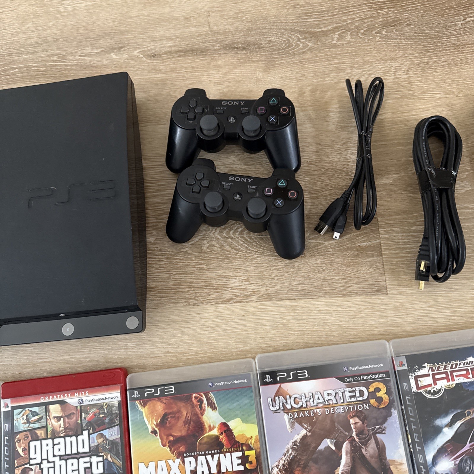 Sony PlayStation 3 Slim PS3 Console Bundle with 2 Controllers & 20 Games Tested