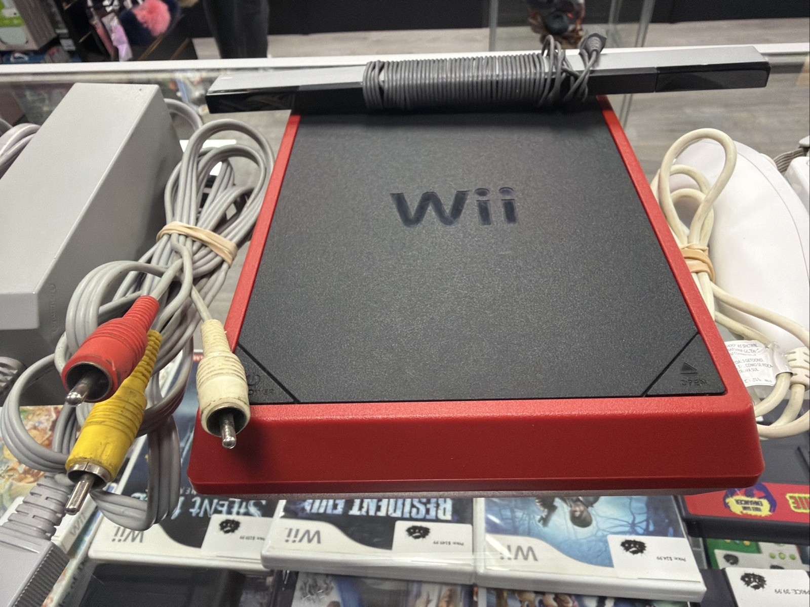 Wii Mini Console with Cords and Controllers