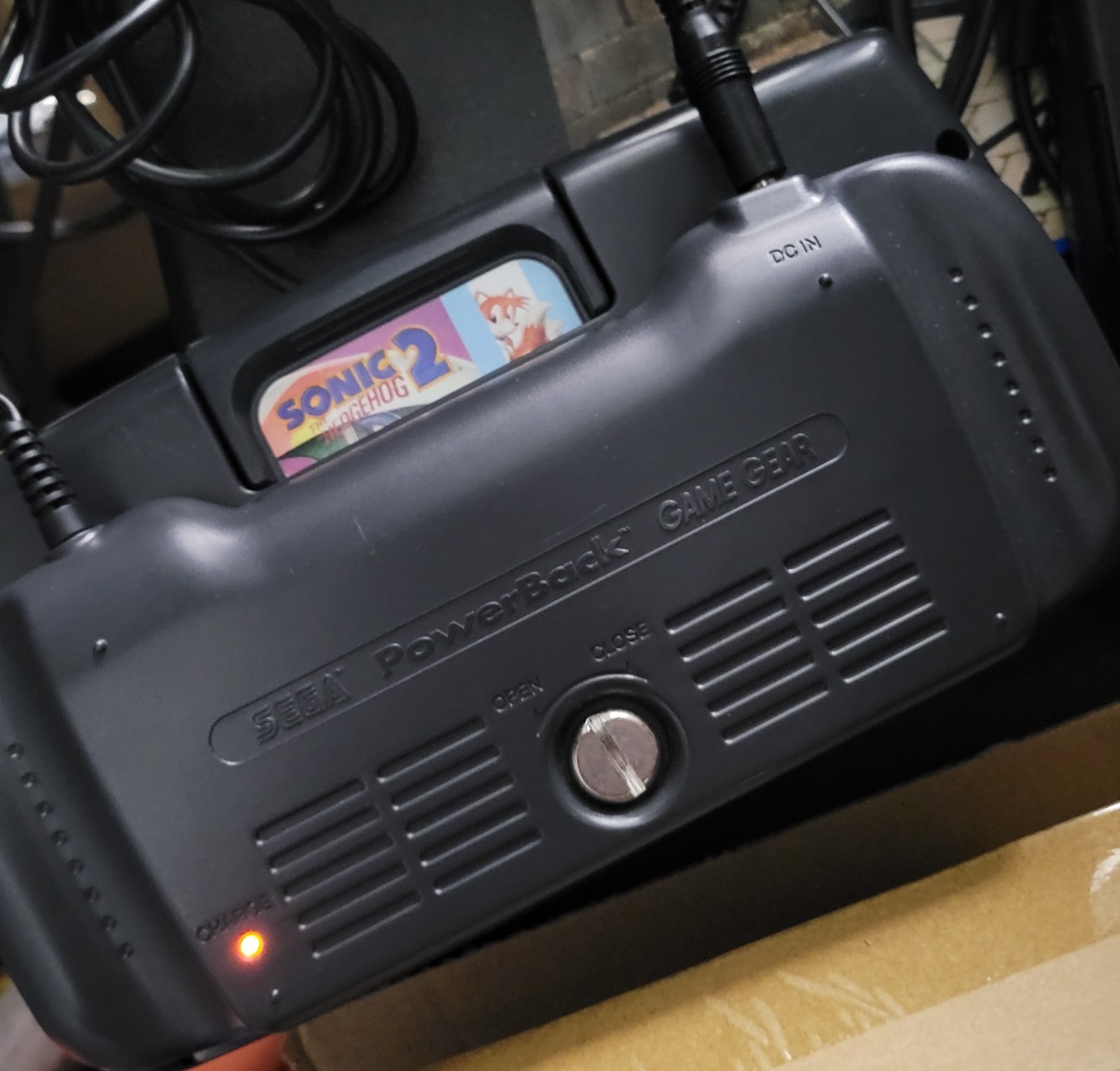 Sega Game Gear Console with Powerback Adapter and Sonic Game Tested Working