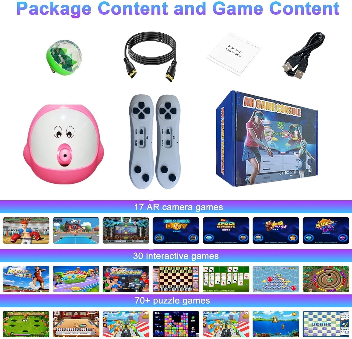 Lightweight Mini TV Game Console with 100+ Games & Dual Wireless Controllers